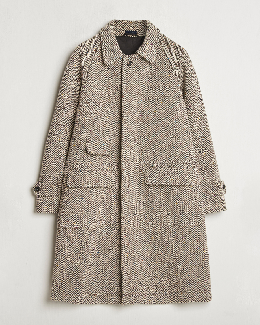Herren | Jacken | Drake's | Herringbone Tweed Raglan Coat Oat Fleck