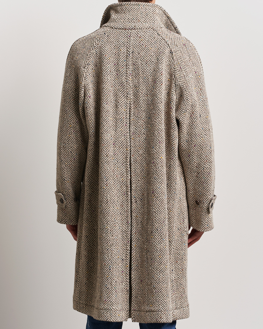 Herren | Jacken | Drake's | Herringbone Tweed Raglan Coat Oat Fleck