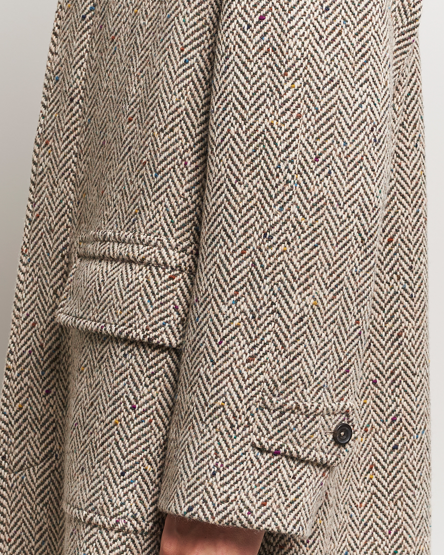 Herren | Jacken | Drake's | Herringbone Tweed Raglan Coat Oat Fleck