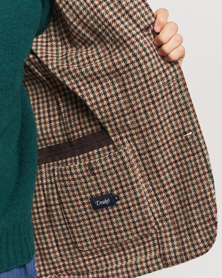 Herren | Sakkos | Drake's | MKVII Gun Check Tweed Blazer Brown