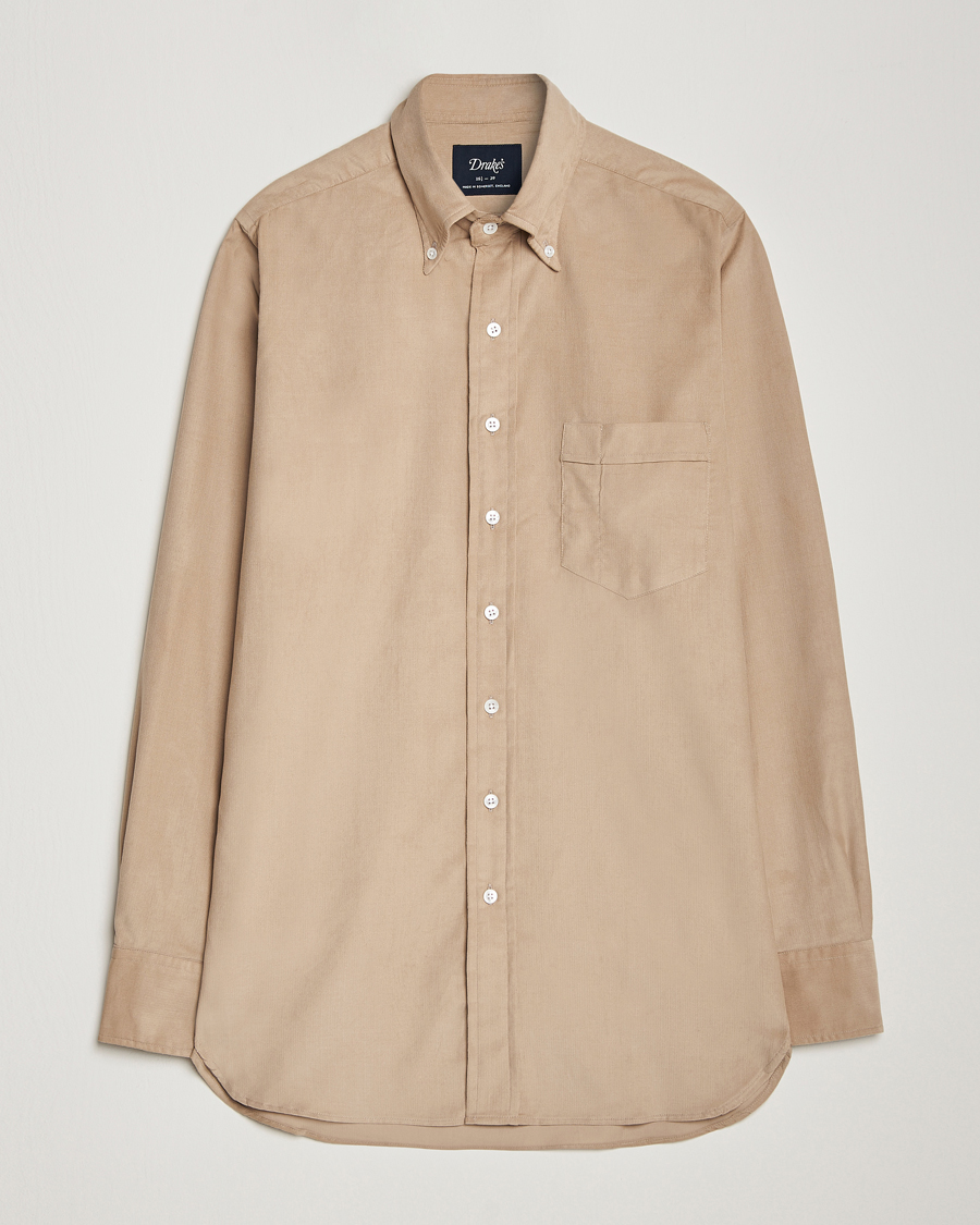Herren | Hemden | Drake's | Button Down Corduroy Shirt Ecru