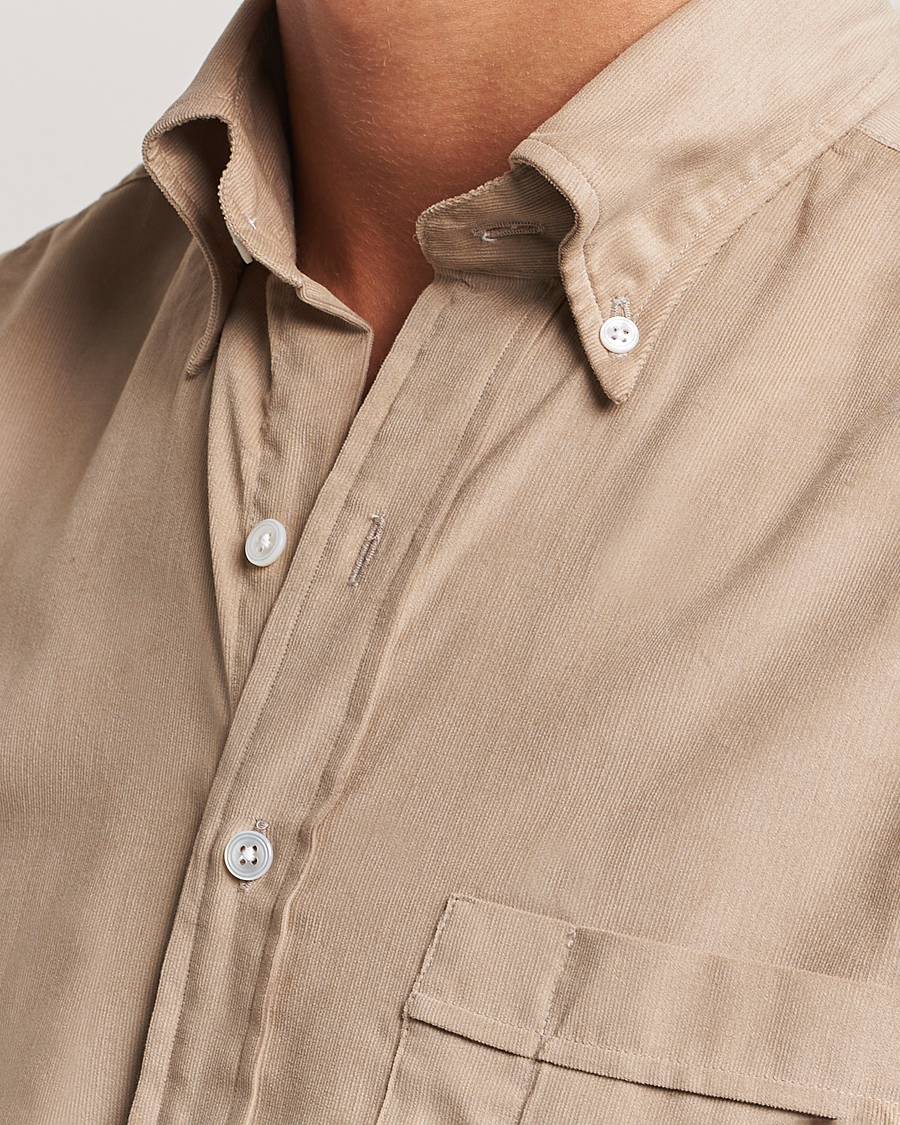 Herren | Hemden | Drake's | Button Down Corduroy Shirt Ecru