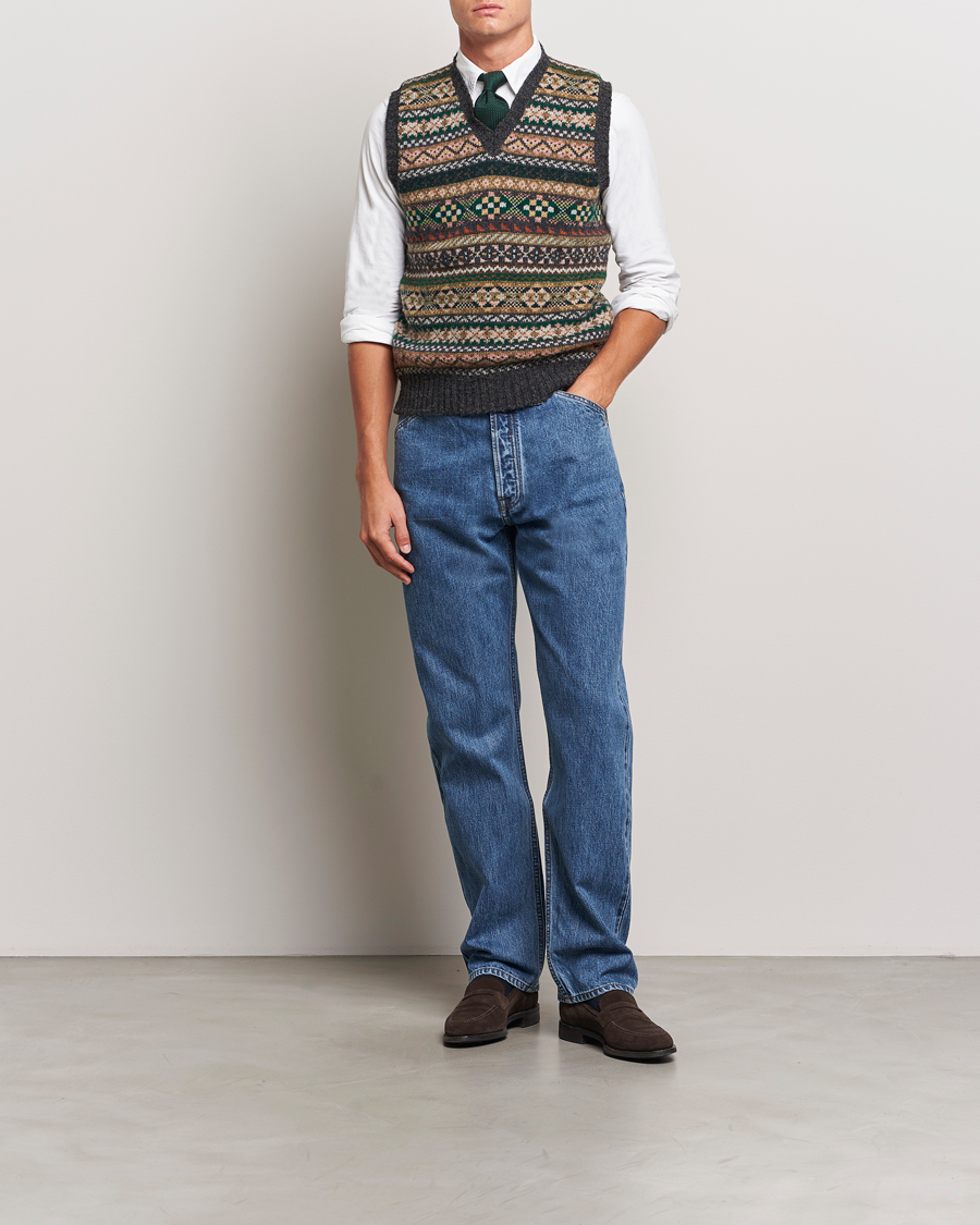 Herren | Pullover | Drake's | Fairisle Wool Vest Purple Multi