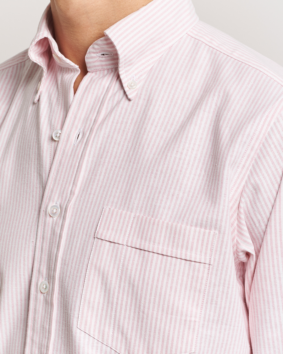 Herren | Hemden | Drake's | Striped Button Down Oxford Shirt Pink