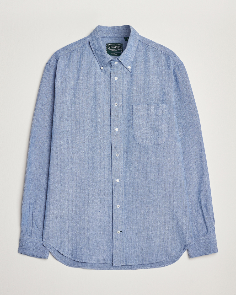Herren | Hemden | Gitman Vintage | Button Down Shetland Flannel Shirt Light Blue