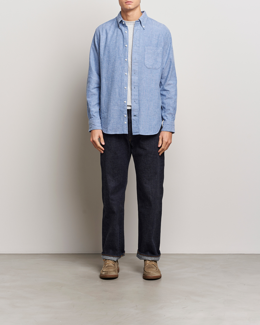 Herren | Hemden | Gitman Vintage | Button Down Shetland Flannel Shirt Light Blue