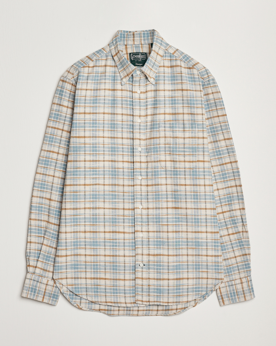 Herren | Hemden | Gitman Vintage | Button Down Heavy Flannel Shirt Ivory Check