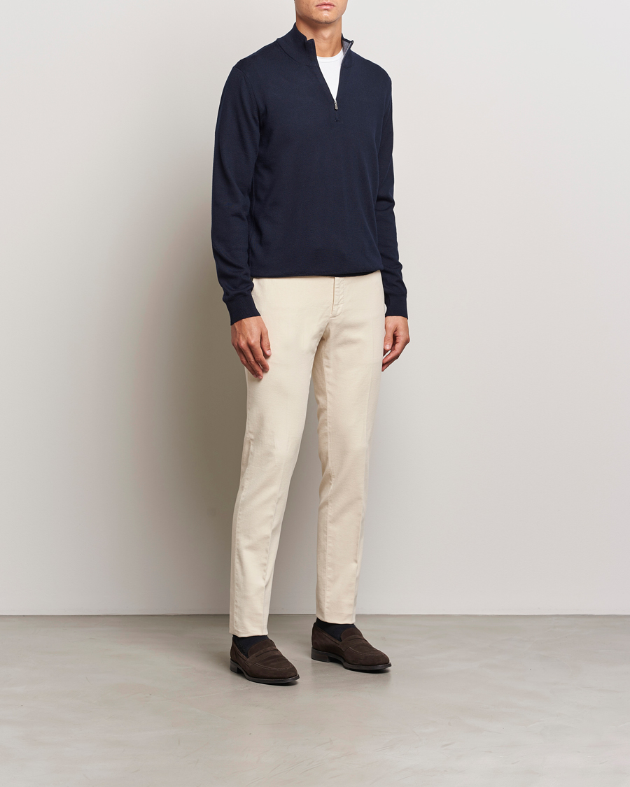 Herren | Hosen | Incotex | Slim Fit Luxury Moleskine Trousers Off White