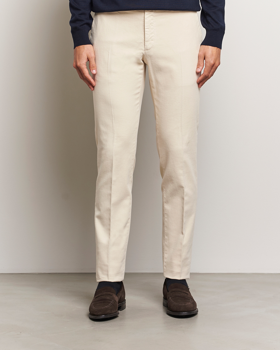 Herren | Hosen | Incotex | Slim Fit Luxury Moleskine Trousers Off White