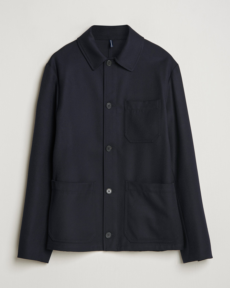 Herren | Jacken | Incotex | Wool Cover Shirt Jacket Navy