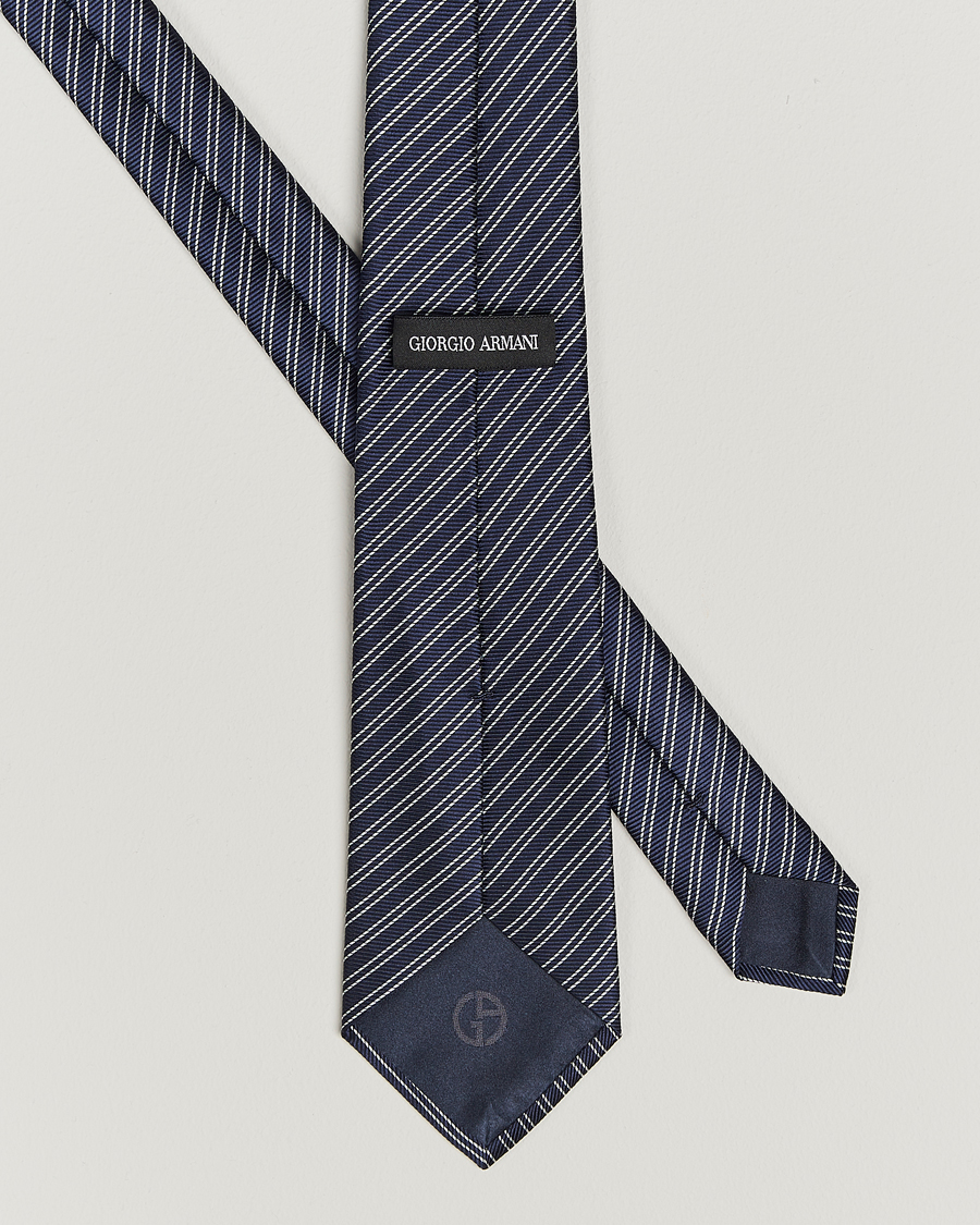 Herren | Giorgio Armani Striped Silk Tie Navy | Giorgio Armani | Striped Silk Tie Navy