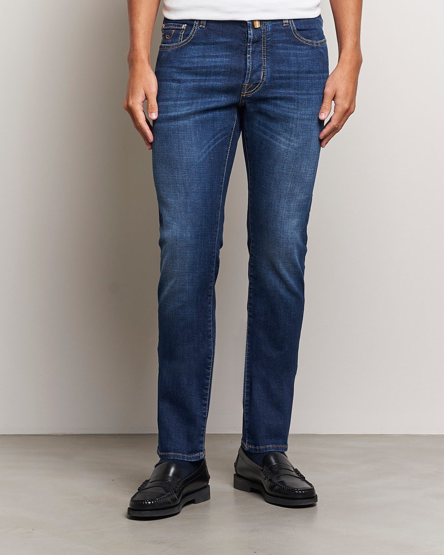 Herren | Jeans | Jacob Cohën | Bard Slim Fit Stretch Jeans Mid Blue