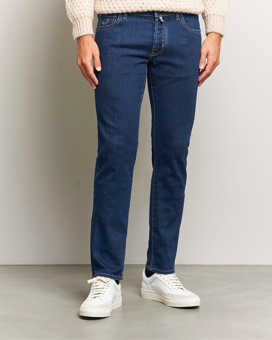 Herren | Jeans | Jacob Cohën | Nick Slim Fit Streatch Jeans Dark Blue