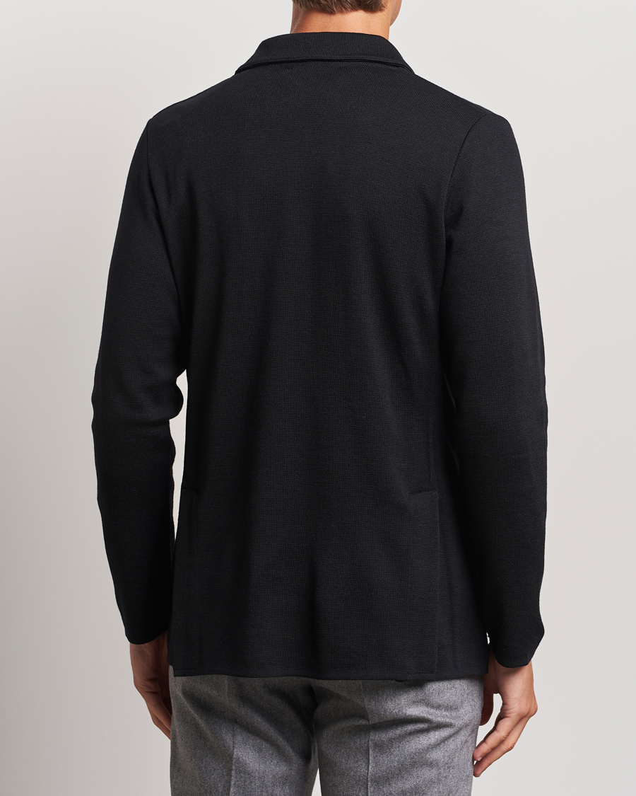 Herren | Sakkos | Lardini | Knitted Double Breasted Wool Blazer Black
