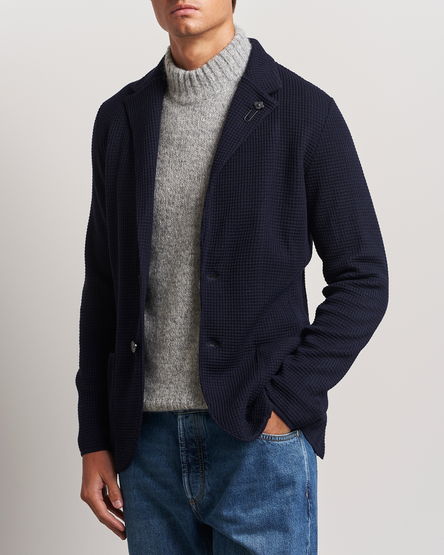 Herren | Sakkos | Lardini | Knitted Structure Wool Blazer Navy