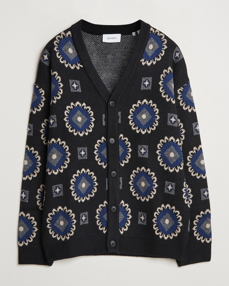 Herren | Pullover | LES DEUX | Aro Paisley Cardigan Black/Blueprint