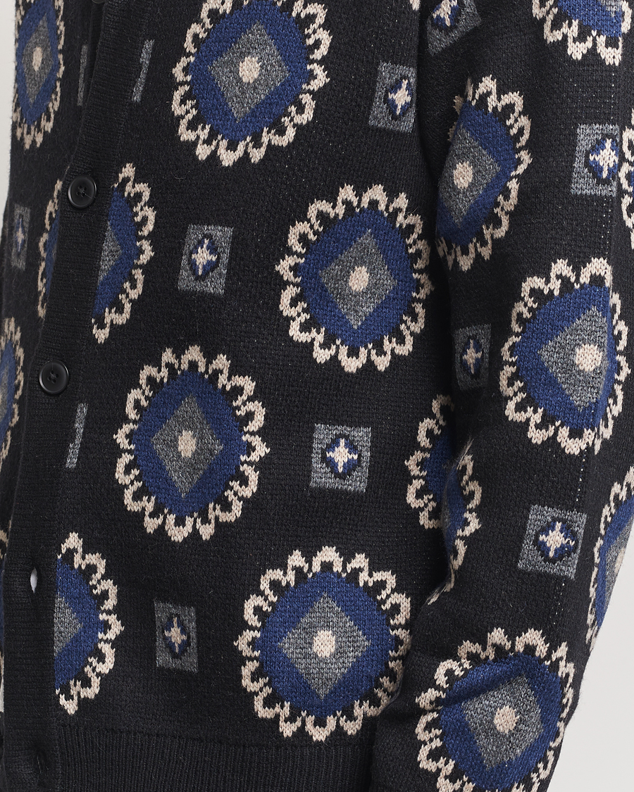 Herren | Pullover | LES DEUX | Aro Paisley Cardigan Black/Blueprint
