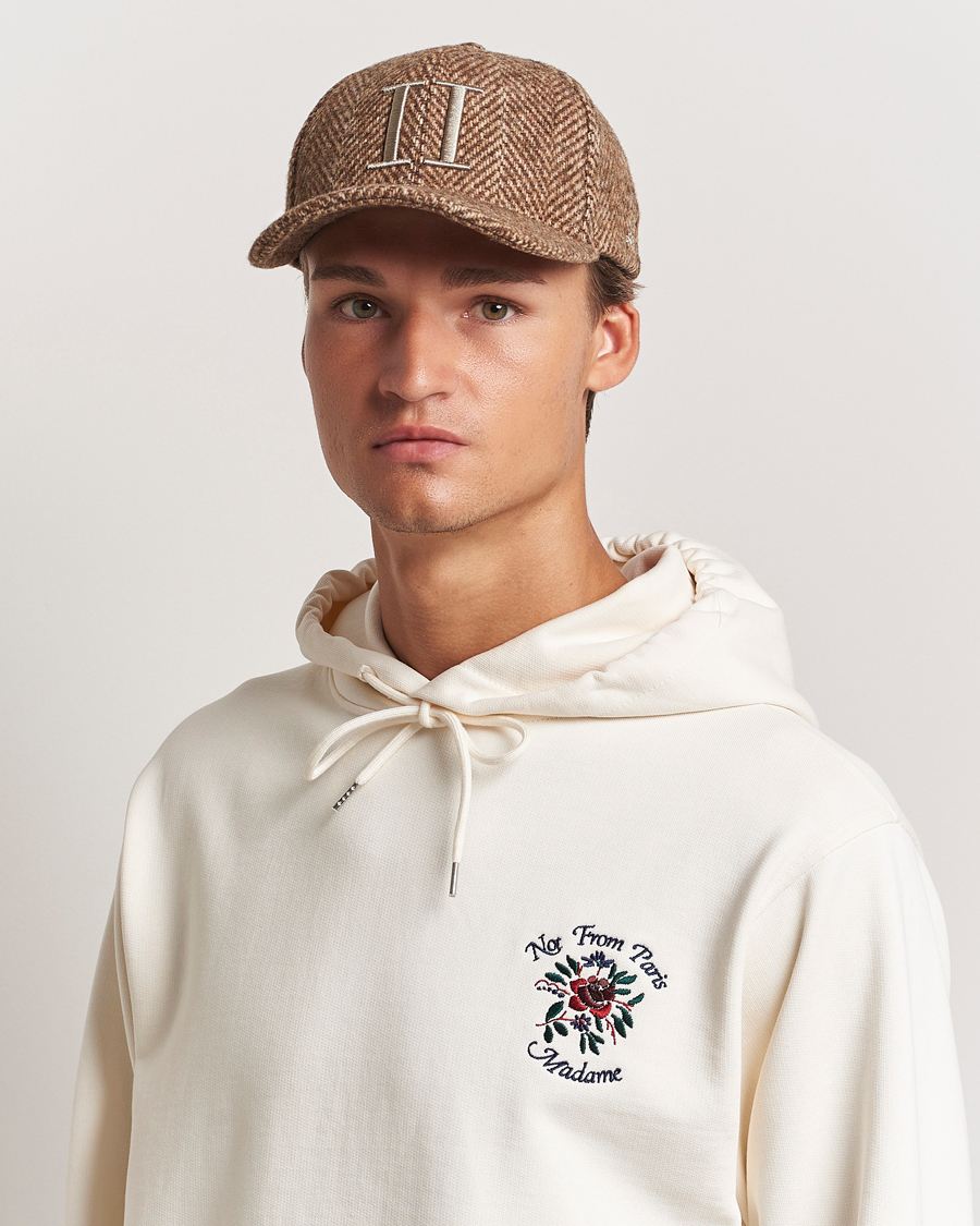 Herren | Les Deux Herringbone Baseball Cap Coffee Brown | LES DEUX | Herringbone Baseball Cap Coffee Brown