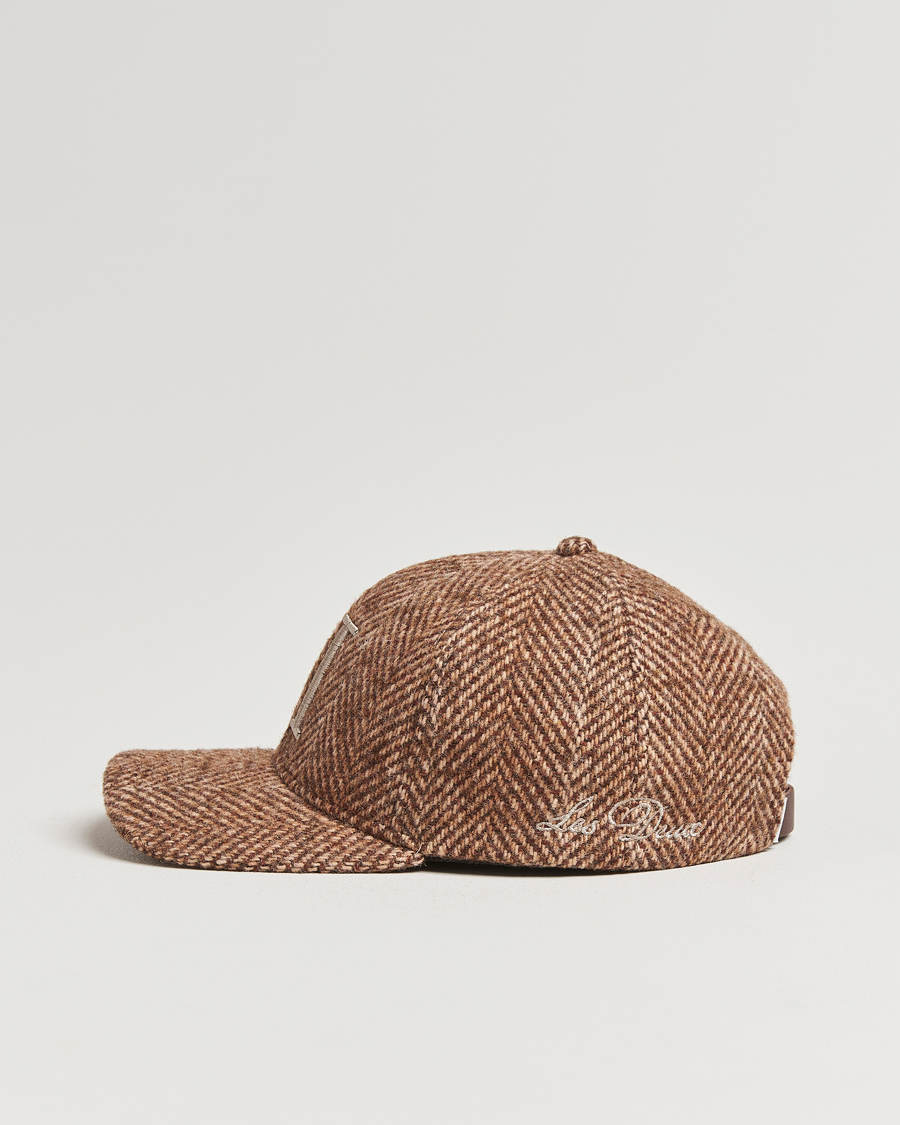 Herren | Les Deux Herringbone Baseball Cap Coffee Brown | LES DEUX | Herringbone Baseball Cap Coffee Brown