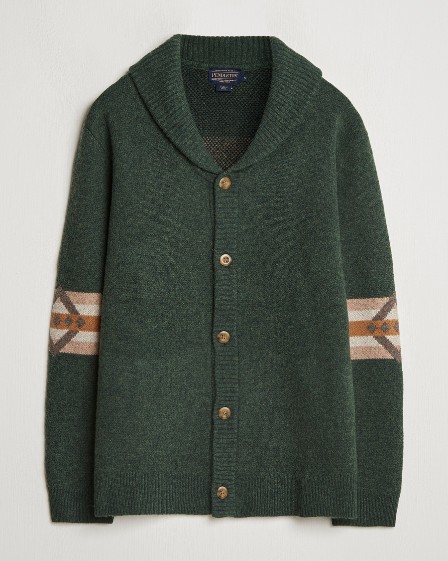 Herren | Pullover | Pendleton | Nehalem Lambswool Cardigan Forest Green