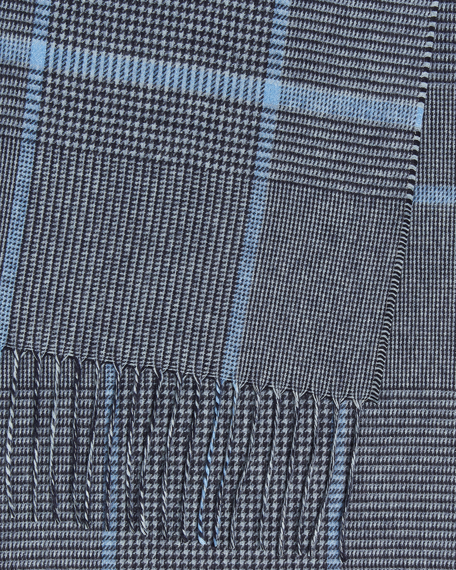 Herren | Piacenza Cashmere Cashmere/Silk Overcheck Scarf Dark Blue | Piacenza Cashmere | Cashmere/Silk Overcheck Scarf Dark Blue