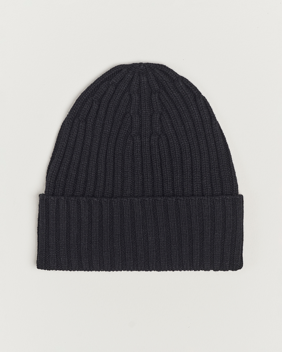 Herren | Piacenza Cashmere Ribbed Cashmere Beanie Black | Piacenza Cashmere | Ribbed Cashmere Beanie Black