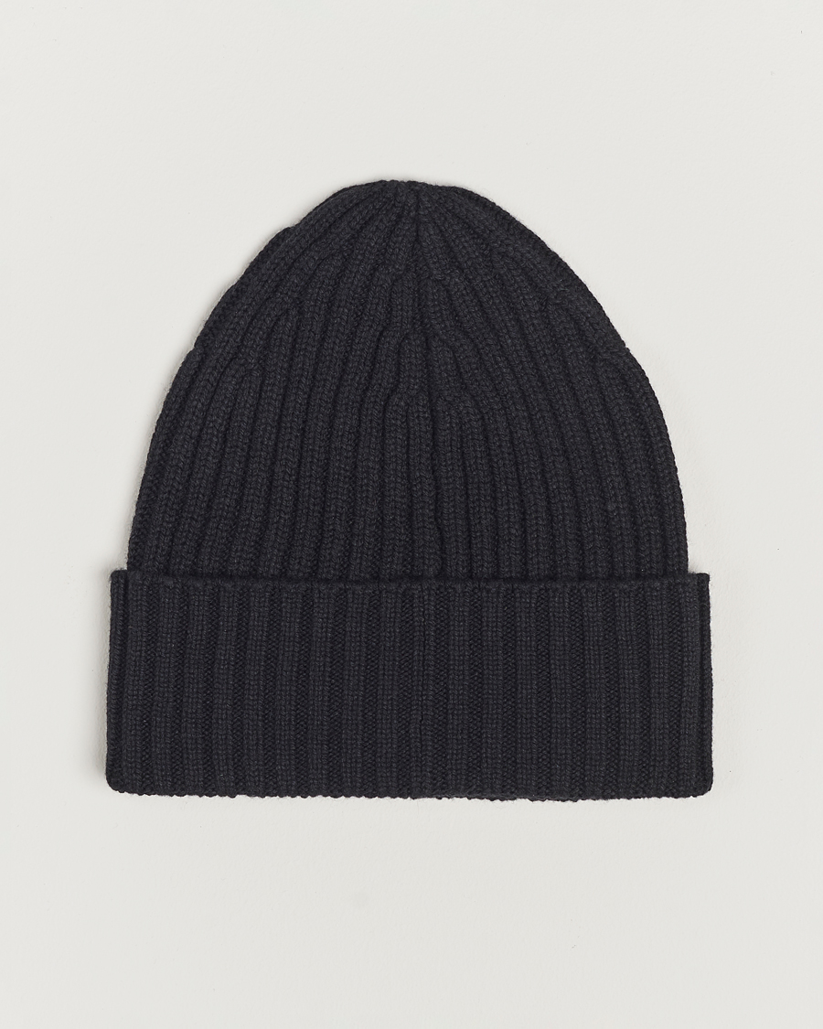 Herren | Piacenza Cashmere Ribbed Cashmere Beanie Black | Piacenza Cashmere | Ribbed Cashmere Beanie Black