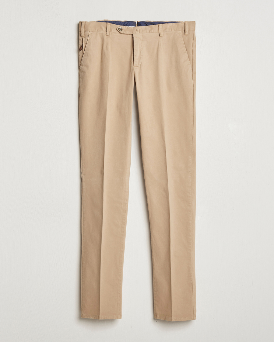 Herren | Hosen | PT01 | Slim Fit Pleated Cotton Trousers Beige