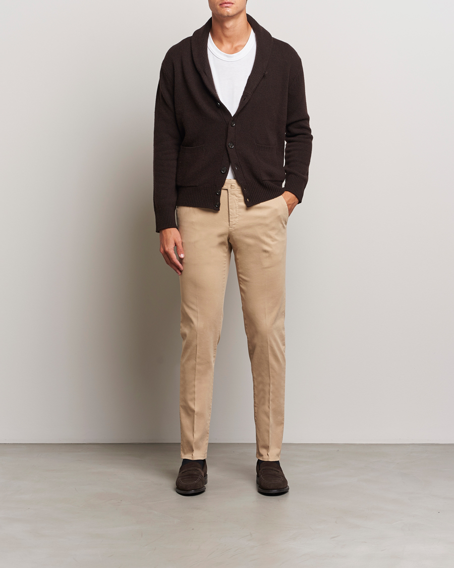 Herren | Hosen | PT01 | Slim Fit Pleated Cotton Trousers Beige