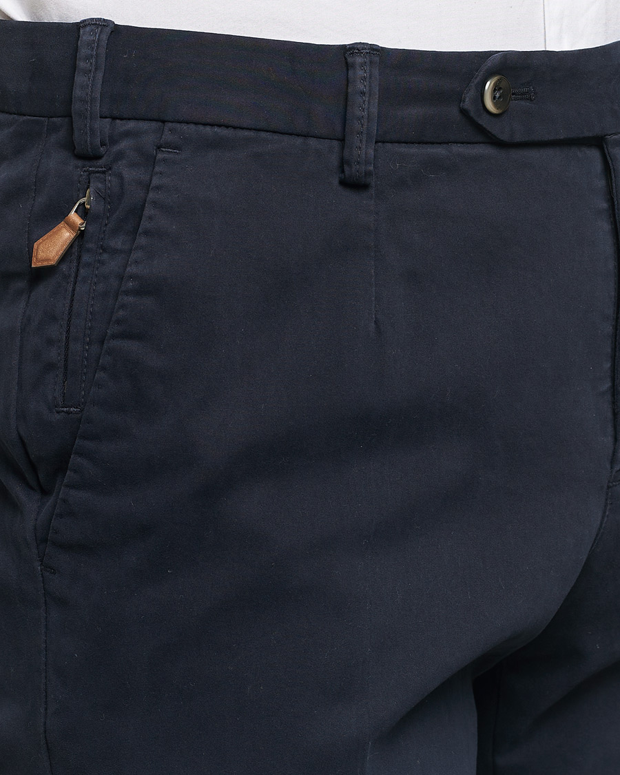 Herren | Hosen | PT01 | Slim Fit Pleated Cotton Trousers Navy