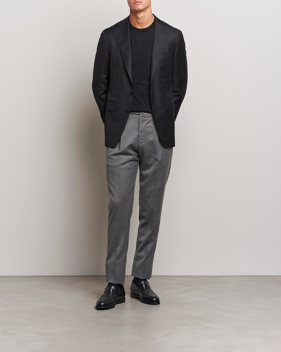 Herren | Hosen | PT01 | Slim Fit Pleated Flannel Trousers Grey Melange