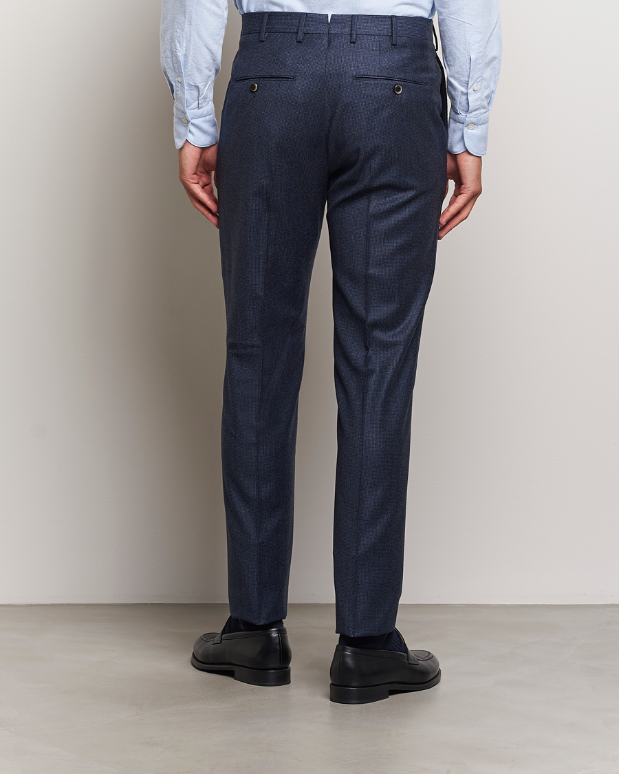 Herren | Hosen | PT01 | Slim Fit Pleated Houndstooth Flannel Trousers Navy
