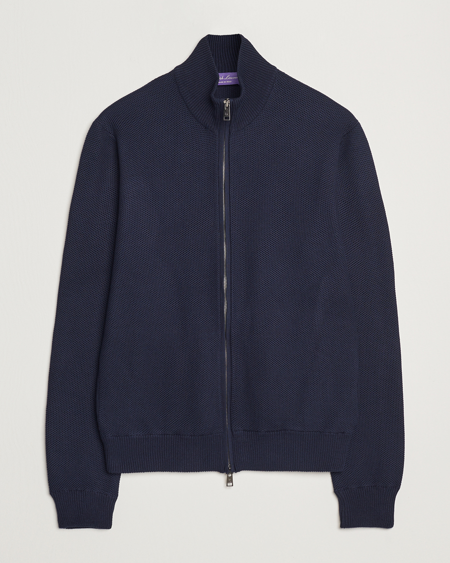 Herren | Pullover | Ralph Lauren Purple Label | Cotton/Silk Full Zip Sweater Navy