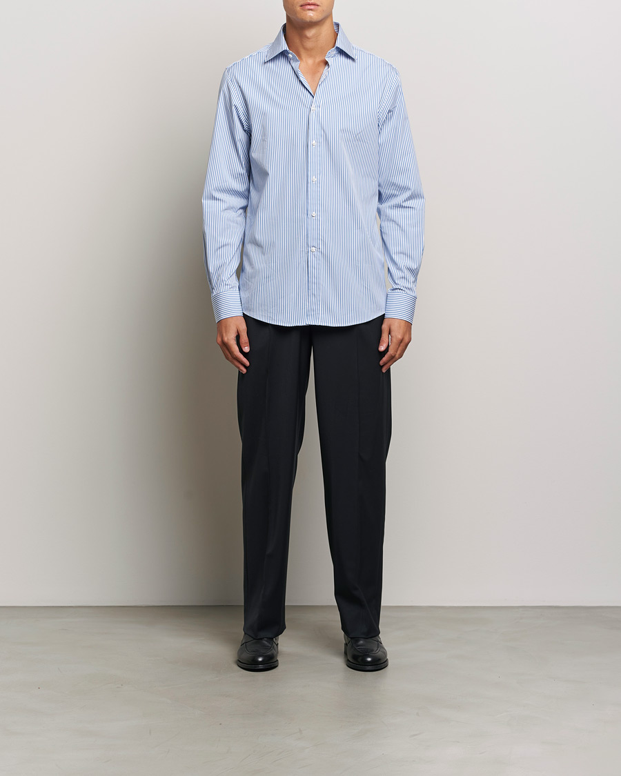 Herren | Hemden | Ralph Lauren Purple Label | Pop Stripe Cotton Shirt Light Blue