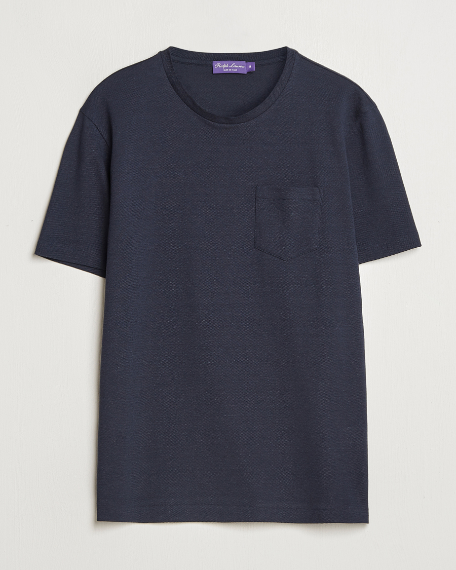 Herren | T-Shirts | Ralph Lauren Purple Label | Knitted Pocket T-Shirt Navy