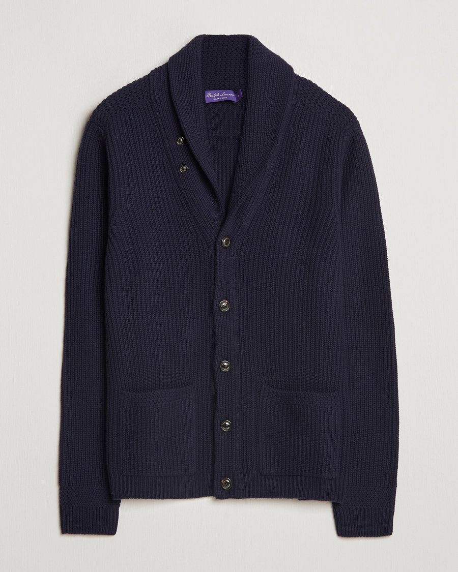 Herren | Pullover | Ralph Lauren Purple Label | Cashmere Shawl Cardigan Navy