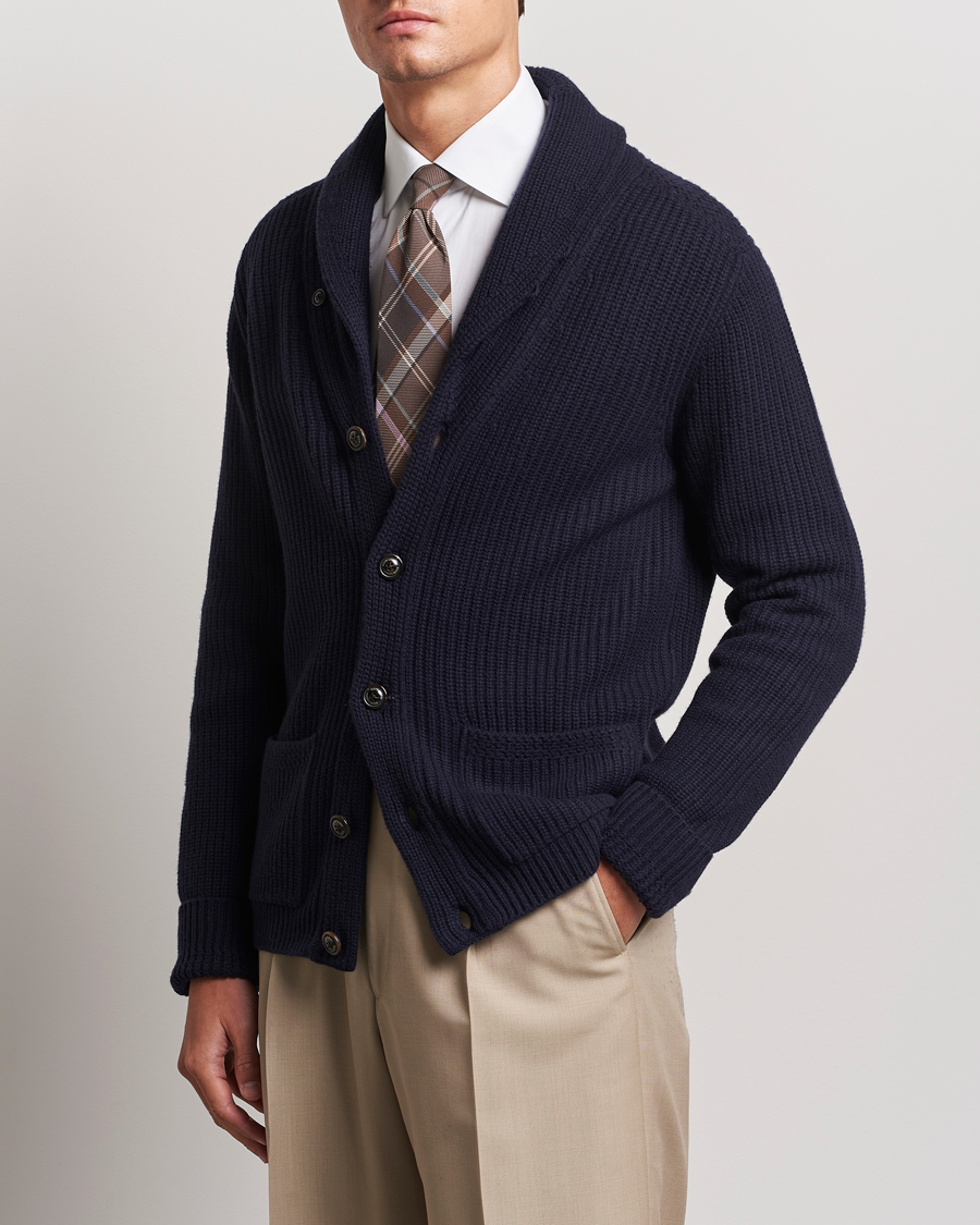 Herren | Pullover | Ralph Lauren Purple Label | Cashmere Shawl Cardigan Navy