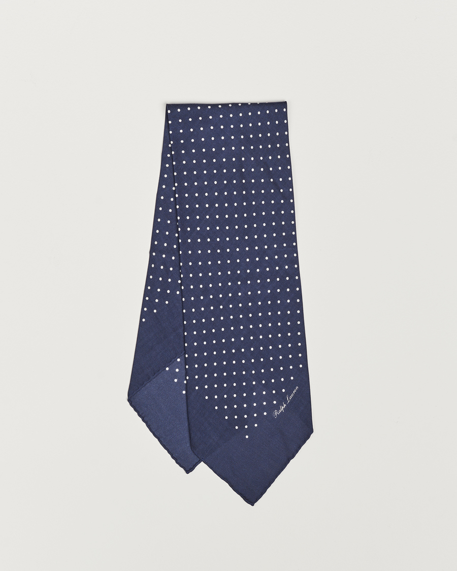 Herren | Ralph Lauren Purple Label Printed Cashmere Scarf Navy Dot | Ralph Lauren Purple Label | Printed Cashmere Scarf Navy Dot