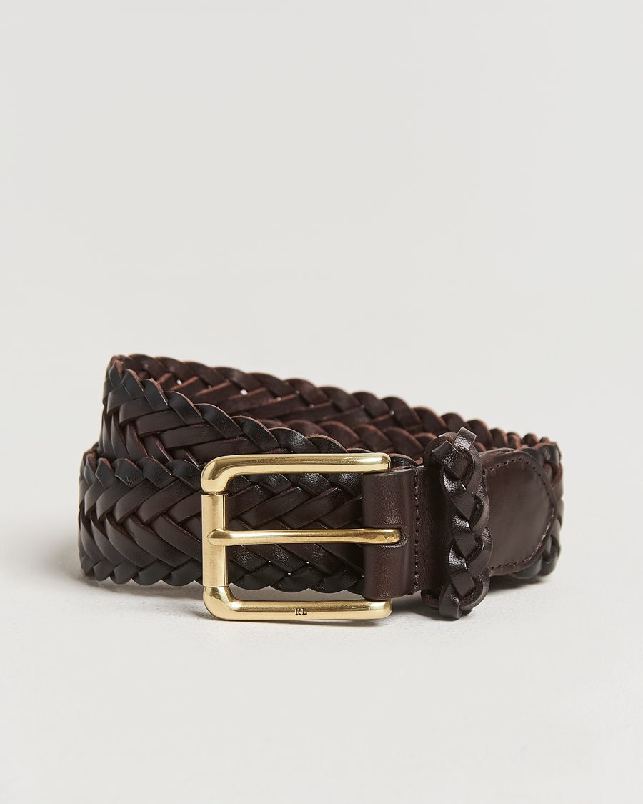Herren | Ralph Lauren Purple Label Braided Leather Belt Dark Brown Calf | Ralph Lauren Purple Label | Braided Leather Belt Dark Brown Calf