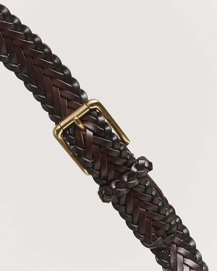 Herren | Ralph Lauren Purple Label Braided Leather Belt Dark Brown Calf | Ralph Lauren Purple Label | Braided Leather Belt Dark Brown Calf