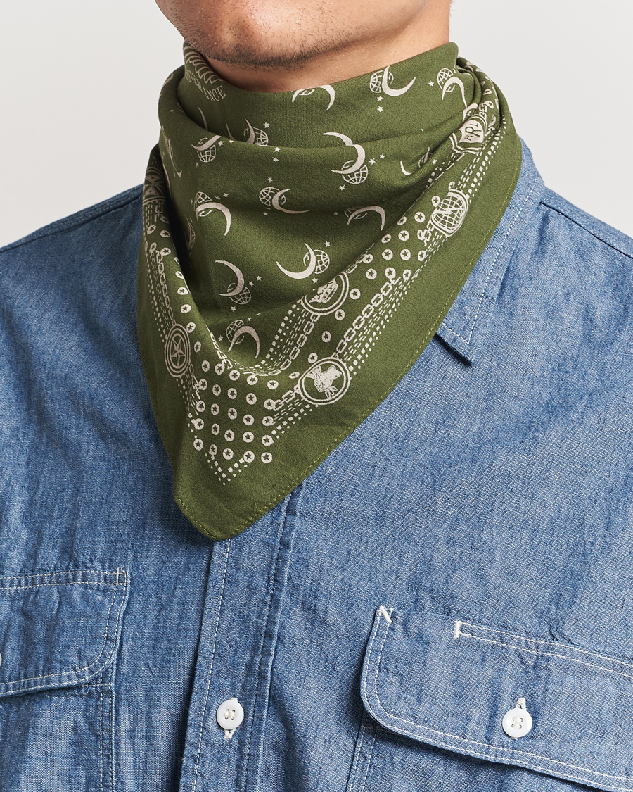 Herren | RRL Flight Bandana Olive/Cream | RRL | Flight Bandana Olive/Cream