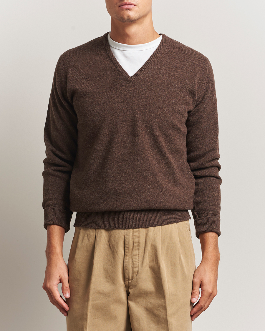 Herren | Pullover | William Lockie | Rob Lambswool V-Neck Mocha