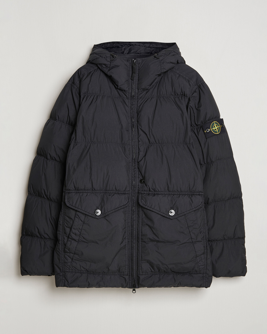 Herren | Jacken | Stone Island | Garment Dyed Recycled Nylon Down Hooded Jacket Black