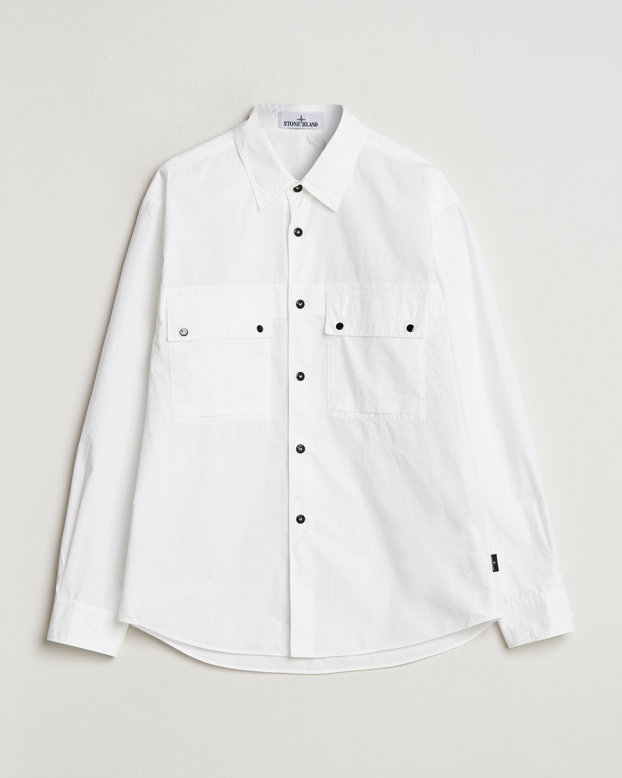 Herren | Hemden | Stone Island | Garment Dyed Cotton Canvas Overshirt White