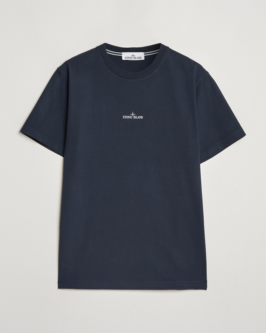 Herren | T-Shirts | Stone Island | Garment Dyed Jersey Logo T-Shirt Navy Blue