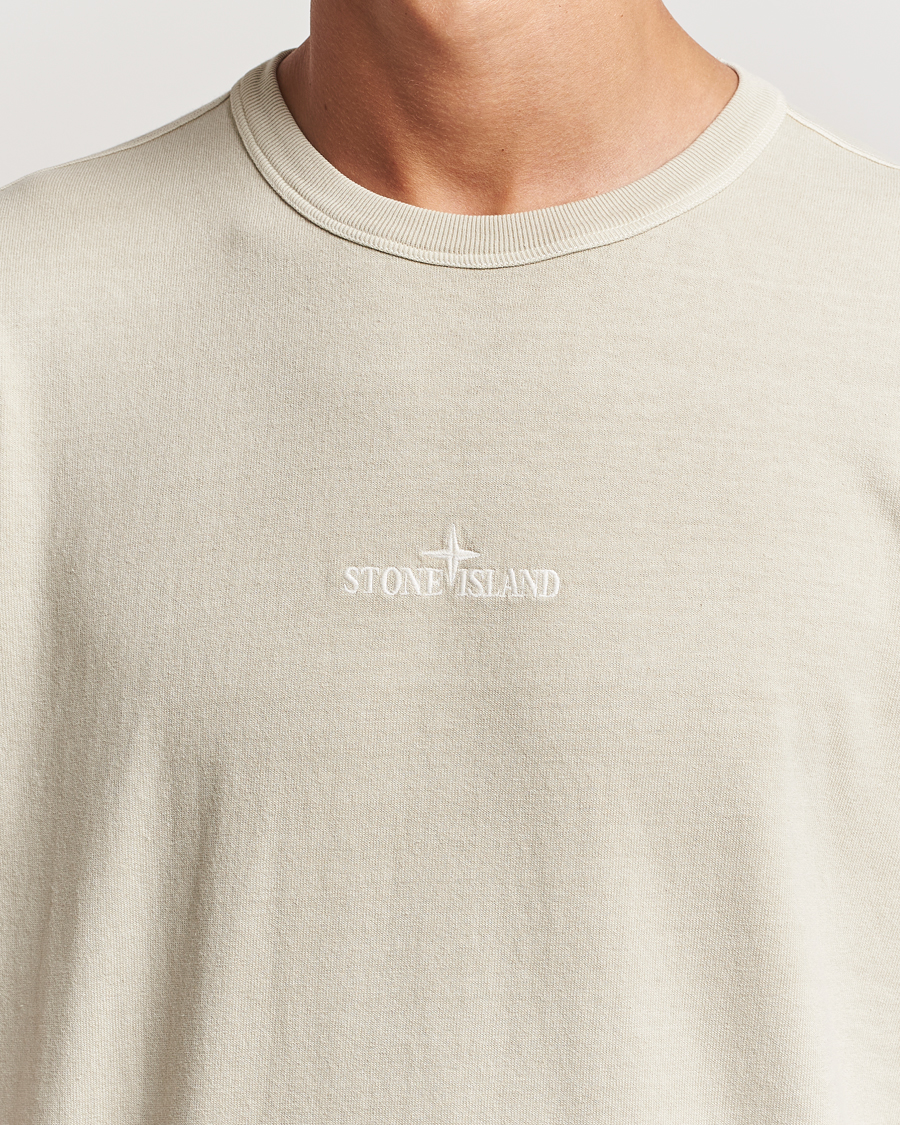 Herren | T-Shirts | Stone Island | Old Dyed Cotton Logo T-Shirt Plaster