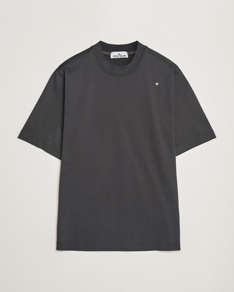 Herren | T-Shirts | Stone Island | Stellina Mercerized Cotton T-Shirt Lead Grey