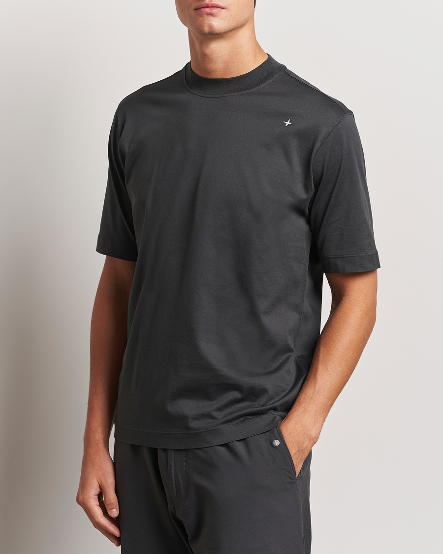 Herren | T-Shirts | Stone Island | Stellina Mercerized Cotton T-Shirt Lead Grey