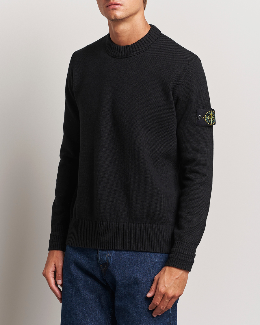Herren | Pullover | Stone Island | Winter Cotton Knitted Crew Neck Black
