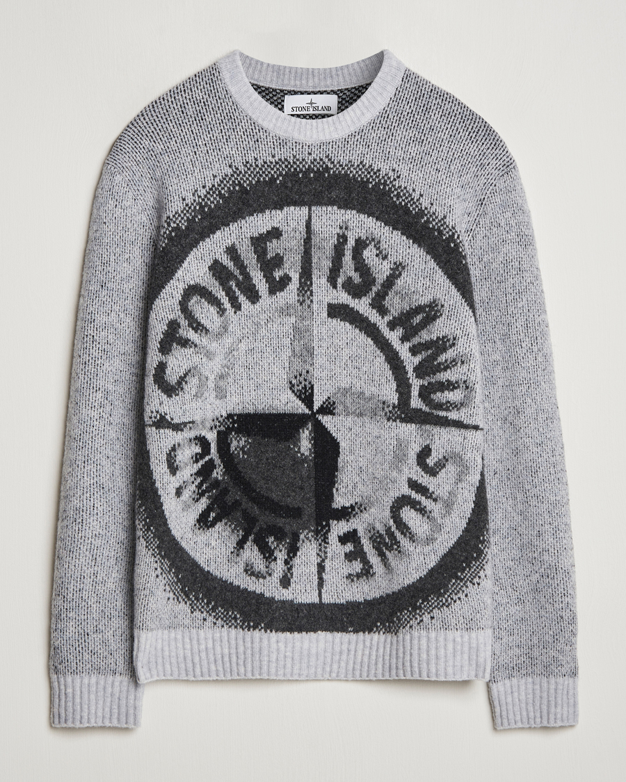 Herren | Pullover | Stone Island | Jacquard Knitted Wool Crew Neck Grey